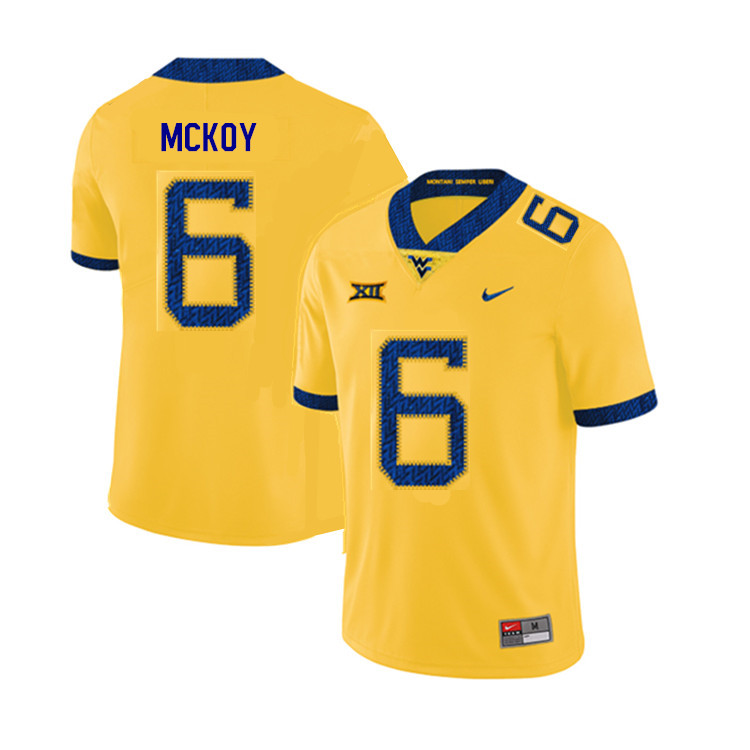 NCAA Men's Kennedy McKoy West Virginia Mountaineers Yellow #6 Nike Stitched Football College 2019 Authentic Jersey TY23H60FH